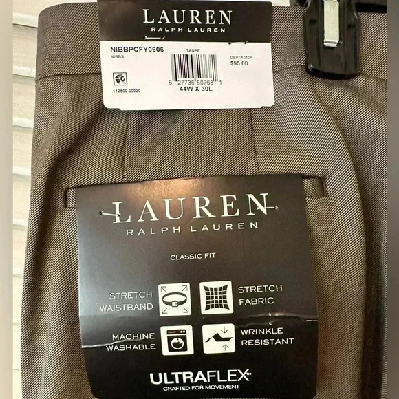 NWT Lauren Ralph Lauren Ultraflex Pants in Taupe 44Wx30L - Picture 6 of 6